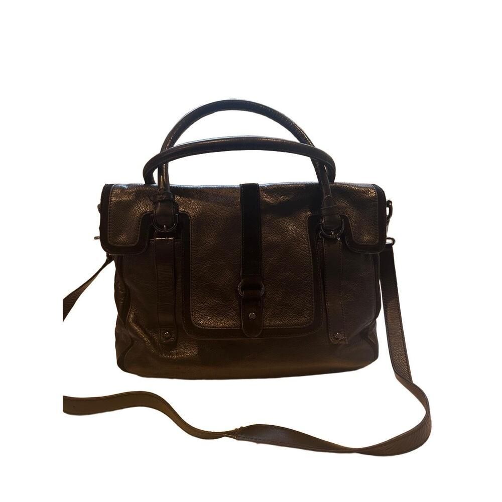 Adrienne Vittadini Bag Leather Multiple Pocket Buckle Shoulder Strap Top Handle*